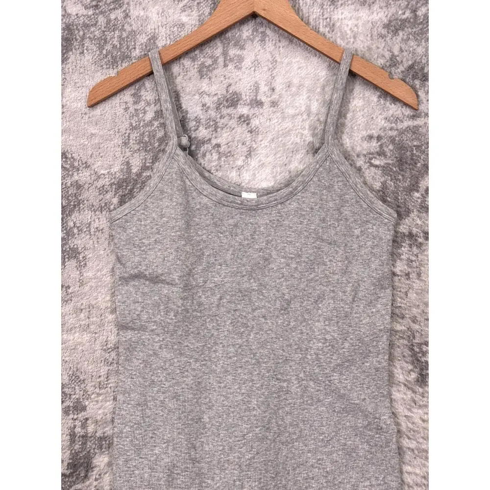 ALO Seamless Ribbed Mellow Romper Medium Womens Heather Gray